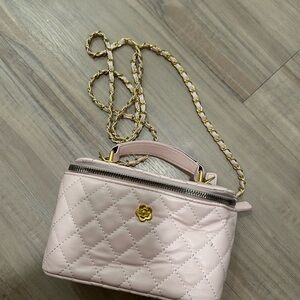 Quilted Pink Top-Handle Chain Crossbody Bag